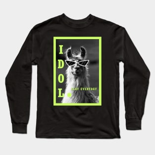 Llama idol slay everyday - slime green Long Sleeve T-Shirt